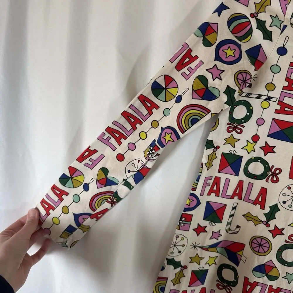 Hanna Andersson Christmas Dress Girls 10 Long Sleeve FaLaLa Round Neck
